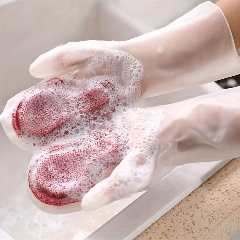 Silicone Magic Brush Latex Dishwashing GlovesWaterproof