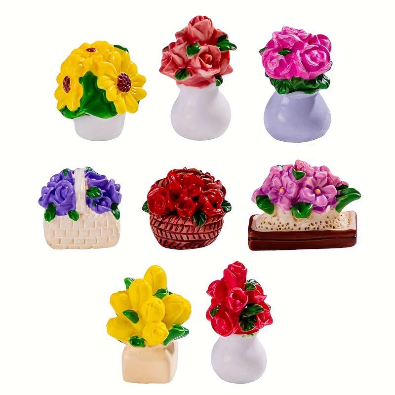 Art Deco Resin Flower Bouquet Vase Figurine