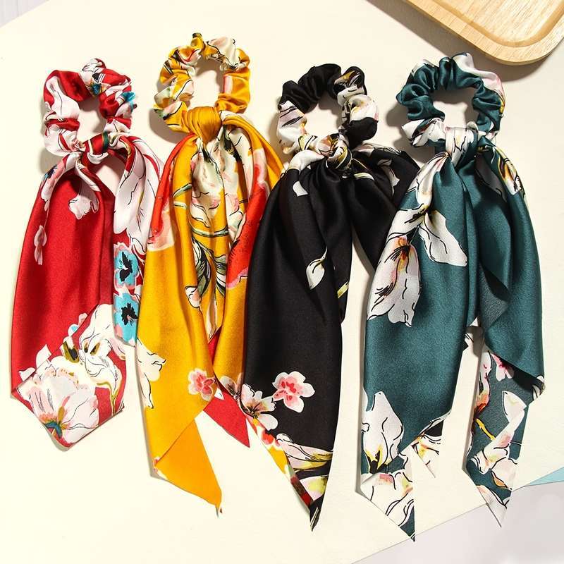 4-Pack Elegant Floral Print Scarf Headbands