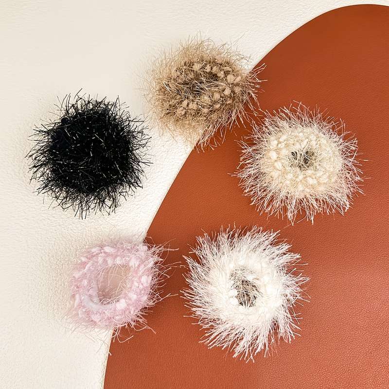 Elegant Minimalist Fuzzy Pom Hair Band