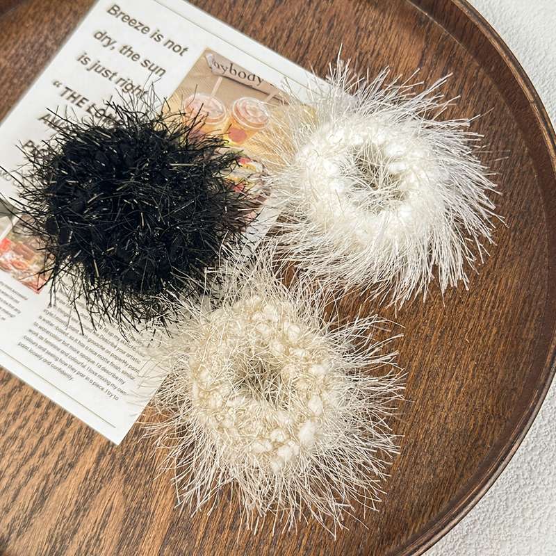 Elegant Minimalist Fuzzy Pom Hair Band