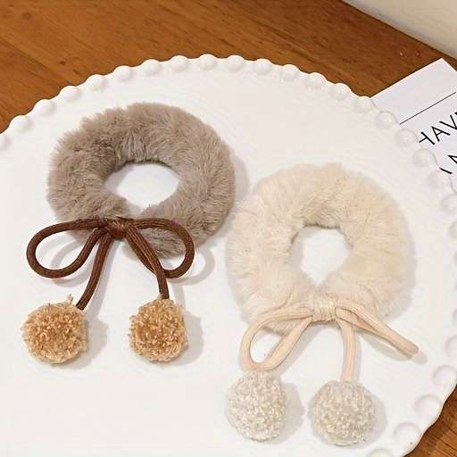 Plush Pom Pom Hair Ties Set