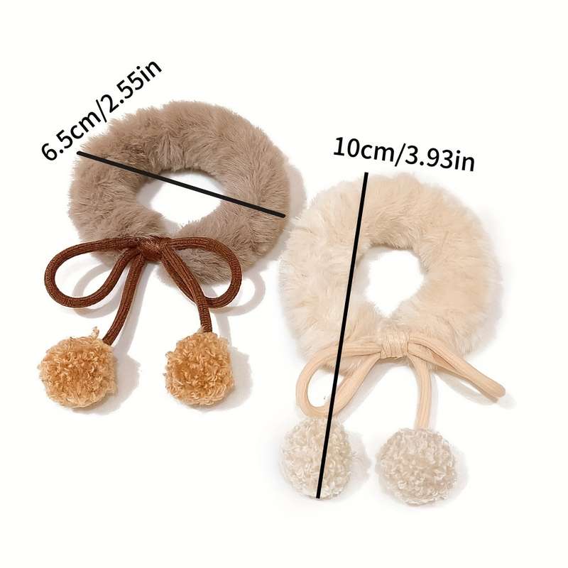 Plush Pom Pom Hair Ties Set