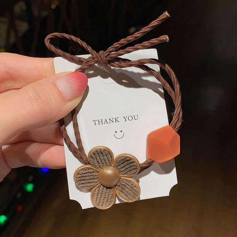 5pcs Cute Floral Beaded Hair Ties Set