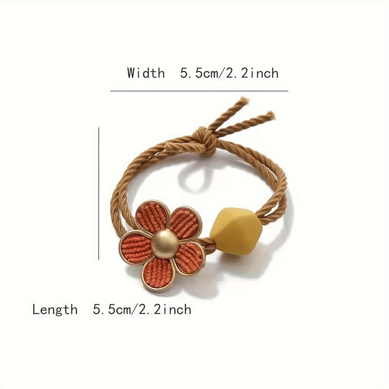 5pcs Cute Floral Beaded Hair Ties Set