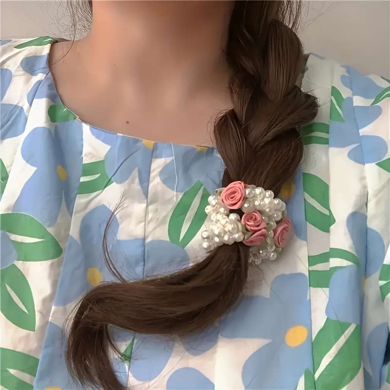 Elegant Rose & Faux Pearl Hair