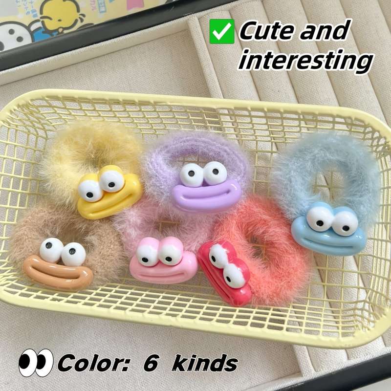 Adorable Plush Big-Eyed Monster Hair Ties
