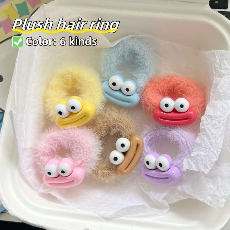 Adorable Plush Big-Eyed Monster Hair Ties