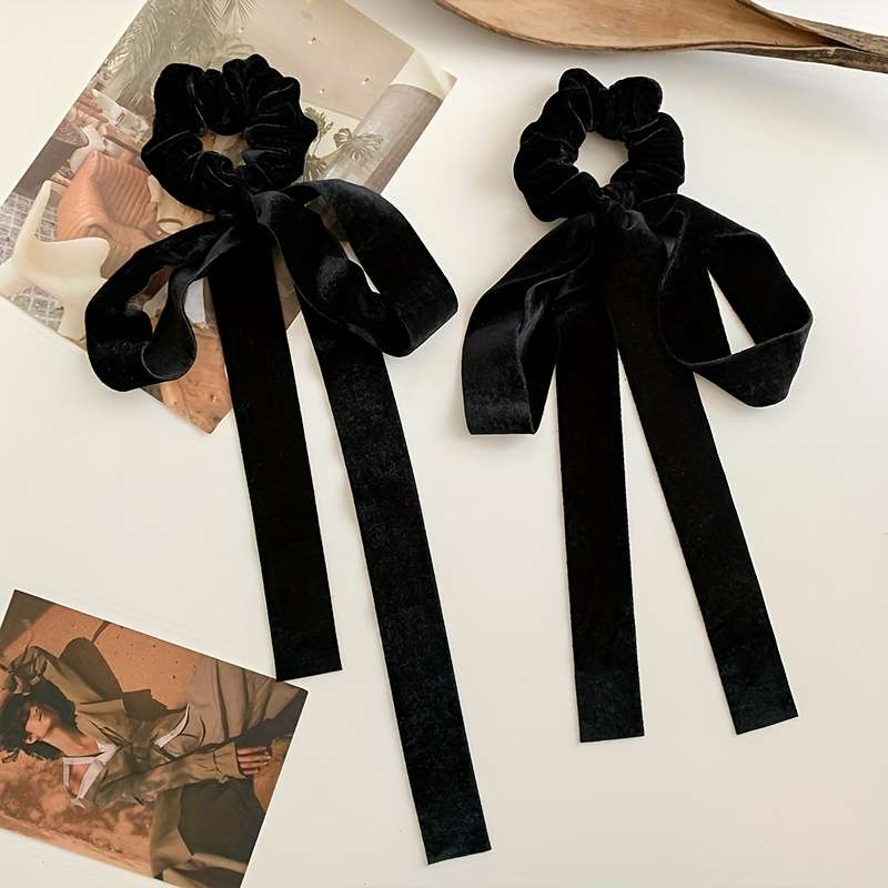 Elegant Black Velvet Bow Hair