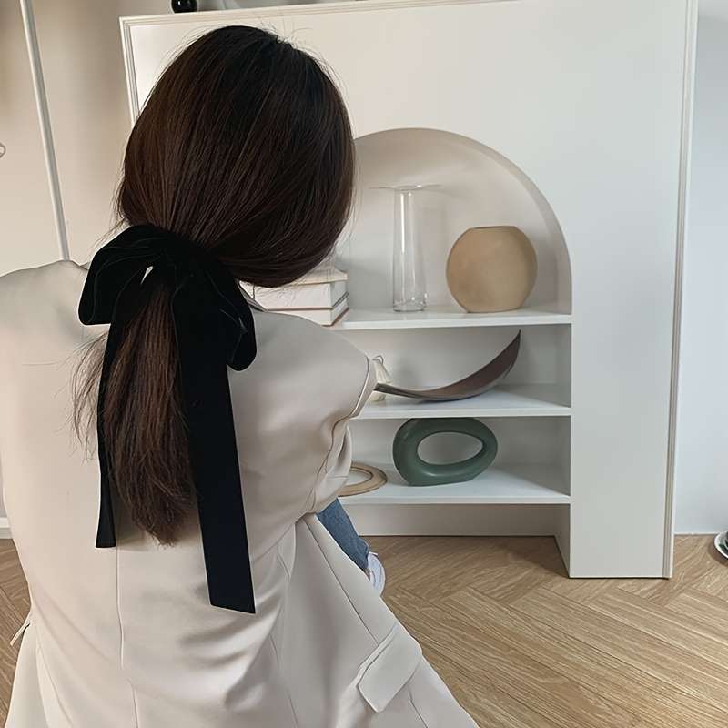 Elegant Black Velvet Bow Hair