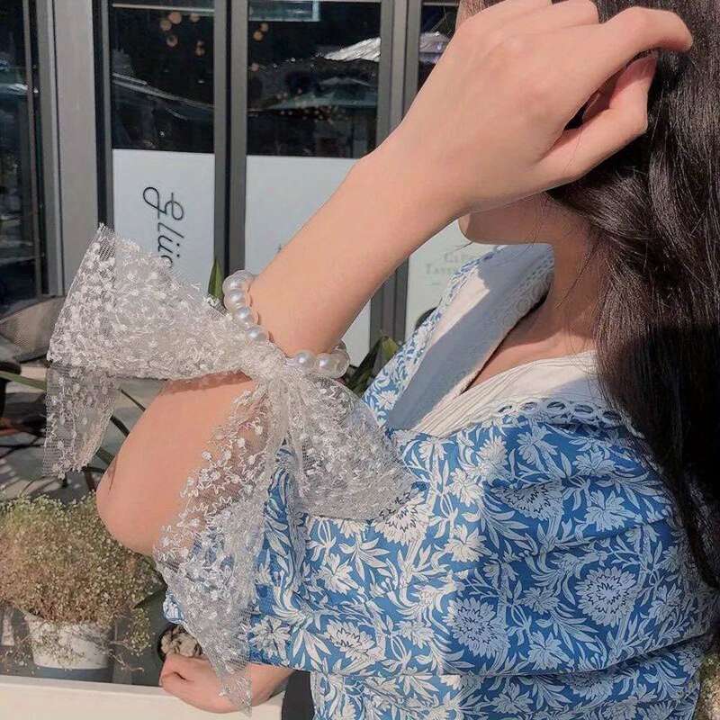 2pcs Elegant Lace Bow Hair Ties for Women