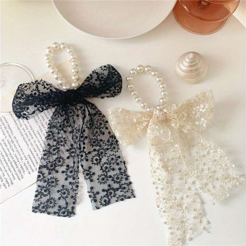 2pcs Elegant Lace Bow Hair Ties for Women