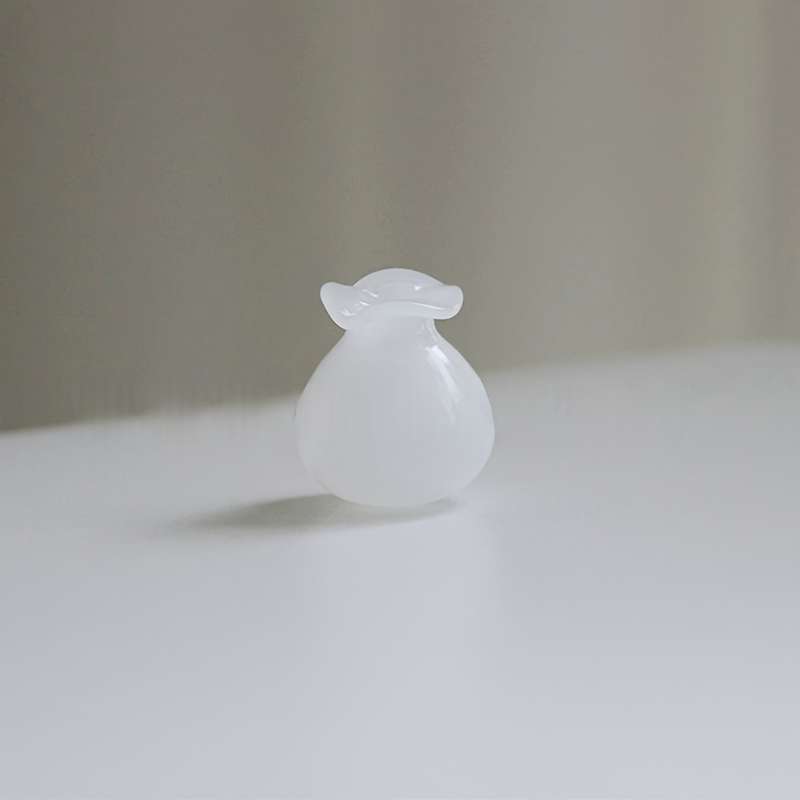 Set of Two Small Black And White Glass Vases