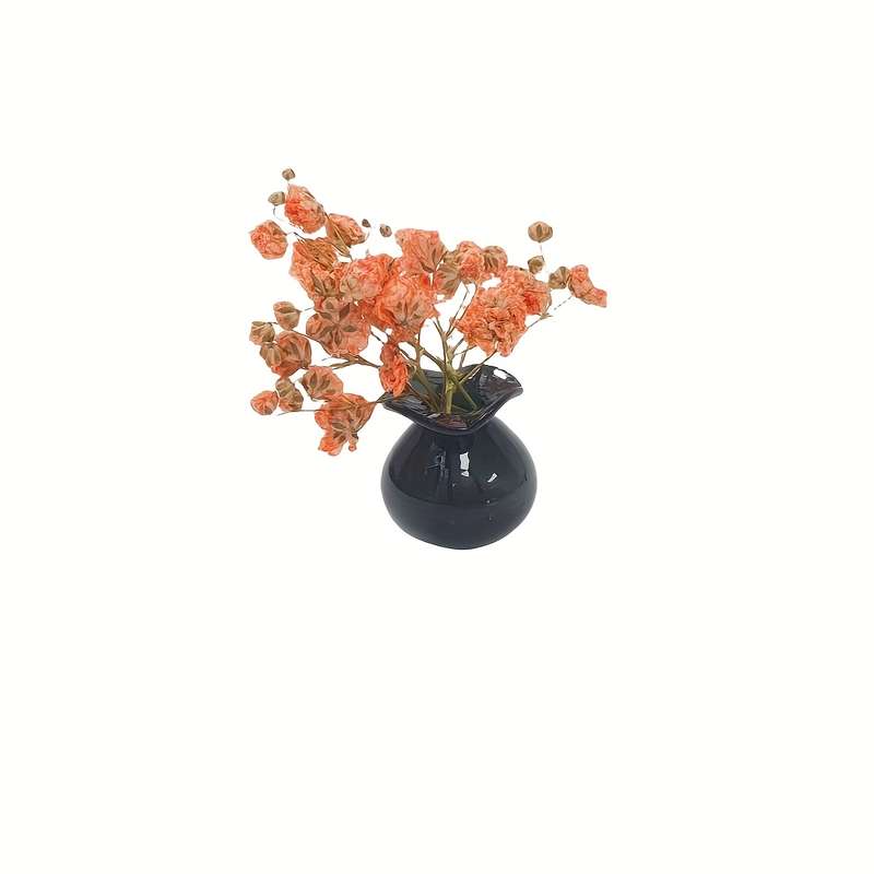 Set of Two Small Black And White Glass Vases
