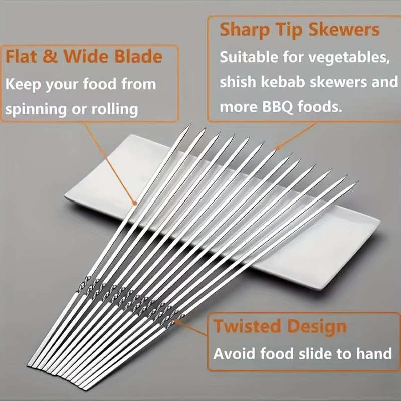 10-Piece Stainless Steel Grill Skewers