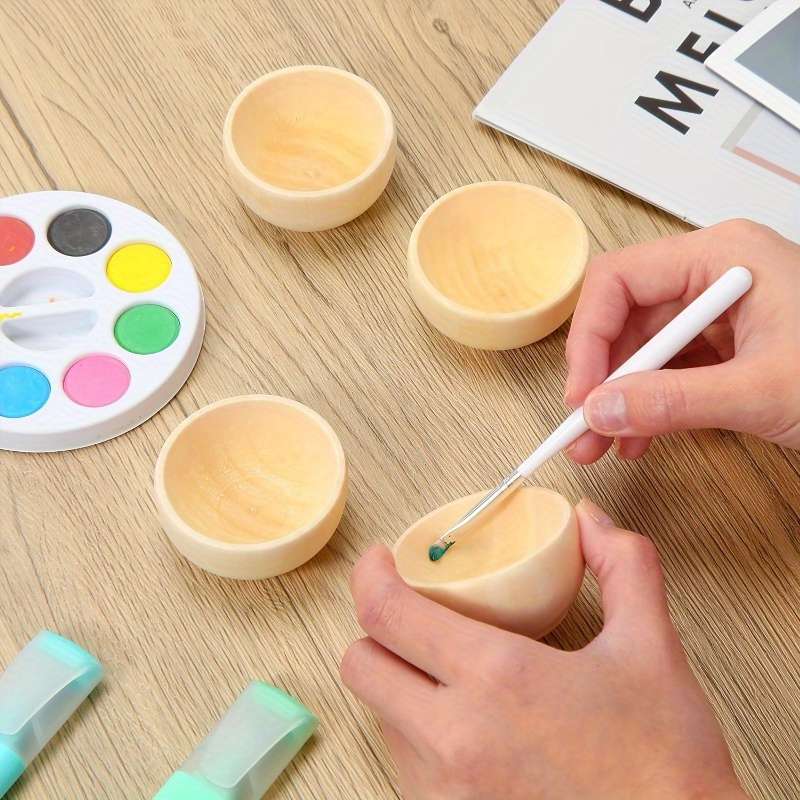 2pcs Boho Style Unfinished Wooden Bowls Set