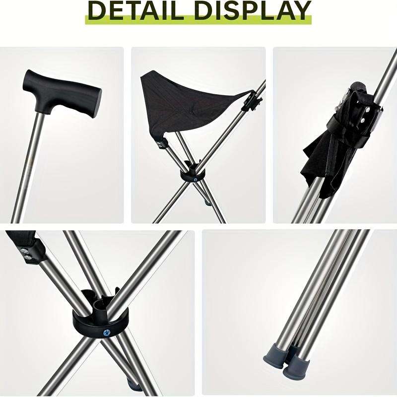 1 Piece 2-In-1 Folding Walking Stick And Stool
