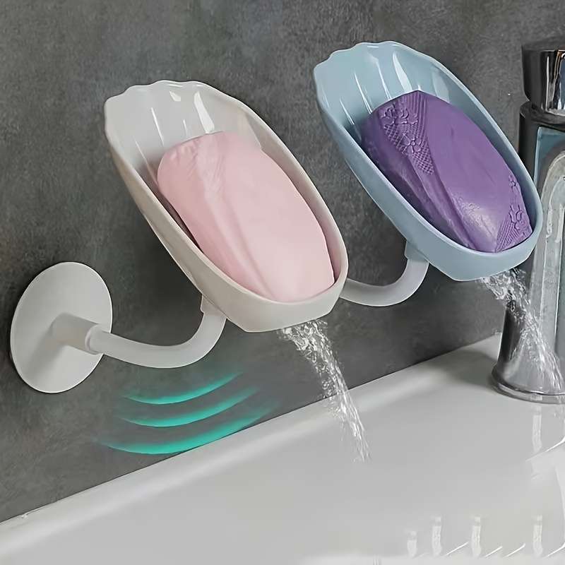 Leaf-Shaped Wall-Mounted Soap Dish with Suction Cup Base