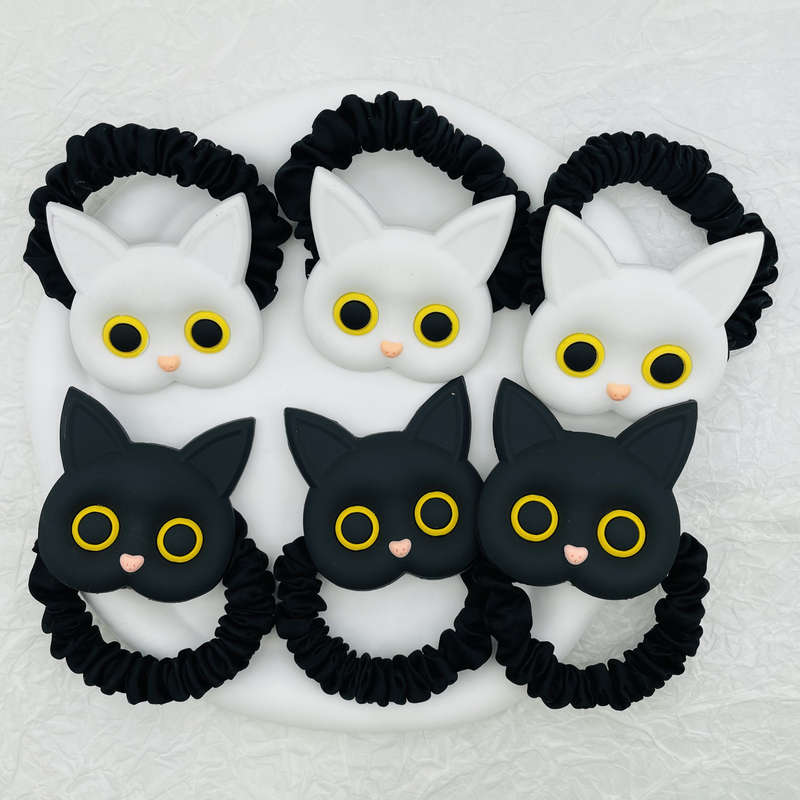 Silicone Cat Black and White Hair