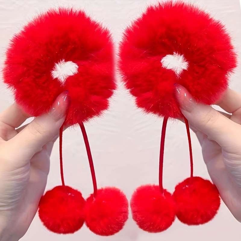 Set Flannelette Hair Ties for Women