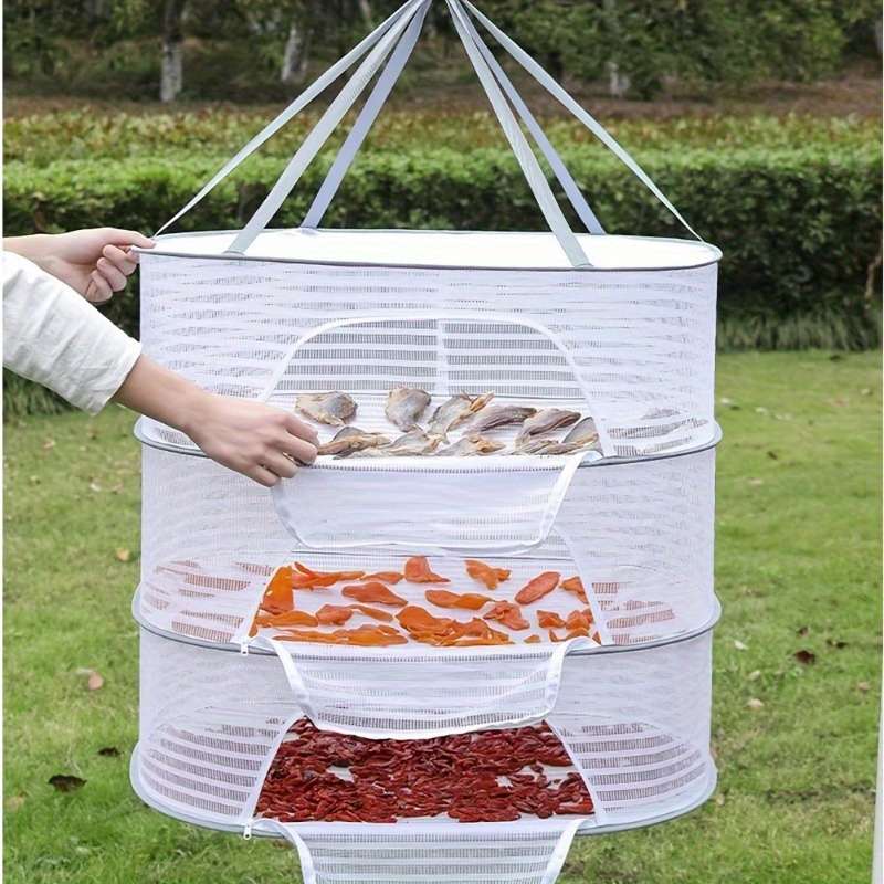 1pc Space-Saving 3-Layer Hanging Mesh Drying Rack