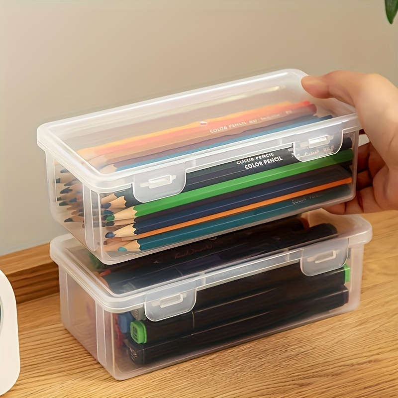 2-Pack Hinged-Lid Large Clear PP Plastic Storage Boxes