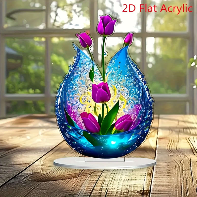 Charming Purple Floral Acrylic Vase