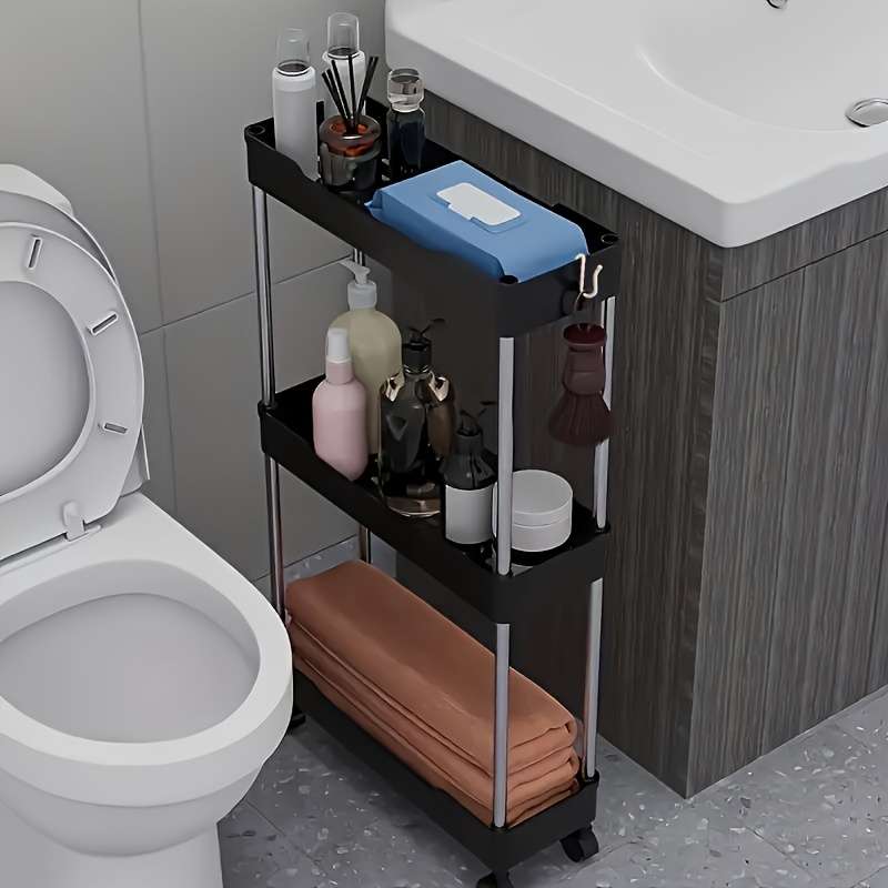 Sleek White Multi-Tier Rolling Storage Cart with Adjustable Shelves