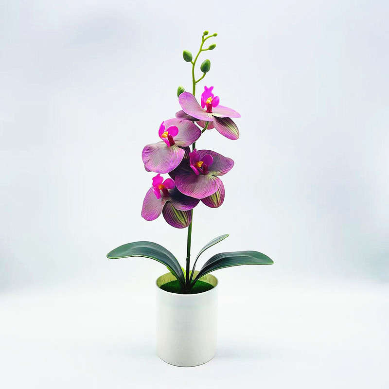 1pc Real Touch Fake Phalaenopsis Orchids with Vase