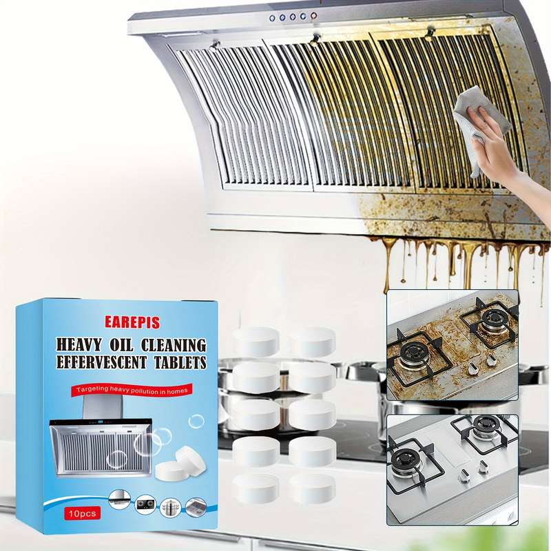 10pcs Heavy Oil Cleaning Effervescent Tablets