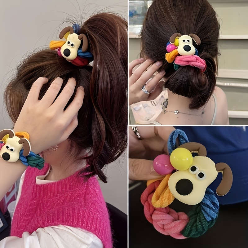 2pcs Cute Dog Animal Elastic Hair Ties
