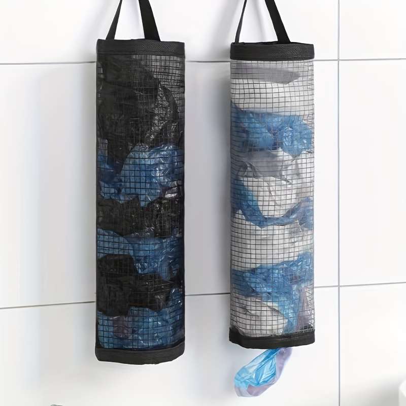 1pc Wall-Mounted Drawstring Plastic Bag Organizer