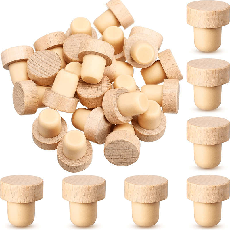 5pcs Wine Bottle Corks T Shaped Cork Plugs For Wine Cork Wine Stopper Reusable Wine Corks Wooden And