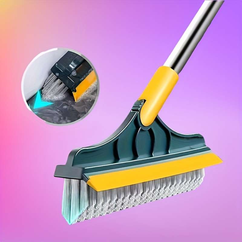 1pc Adjustable Long Handle Cleaning Brush with Angled Bristles