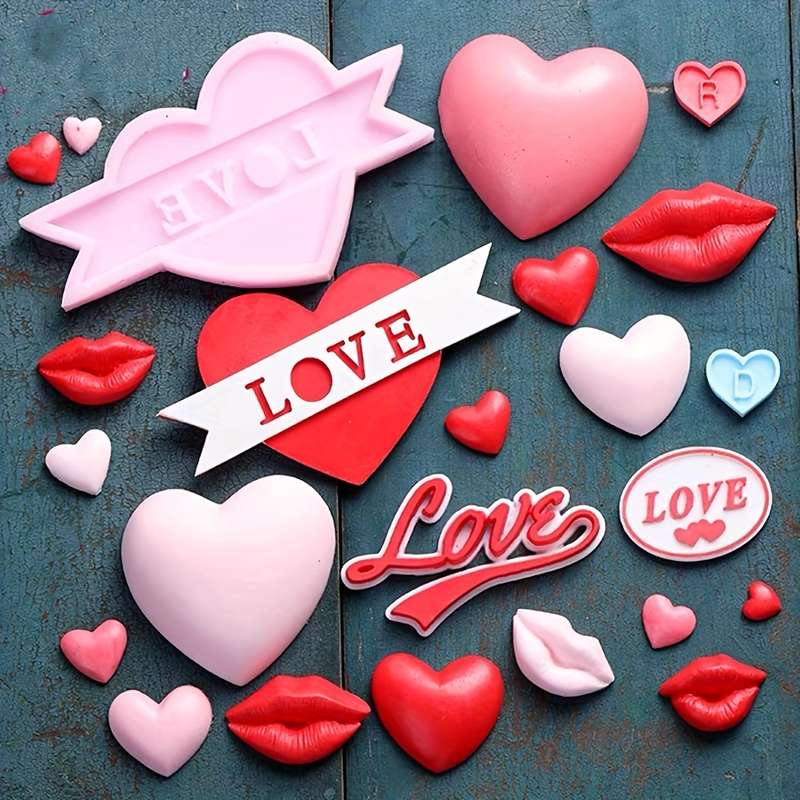 1pc Silicone Love Heart  Ribbon Mold
