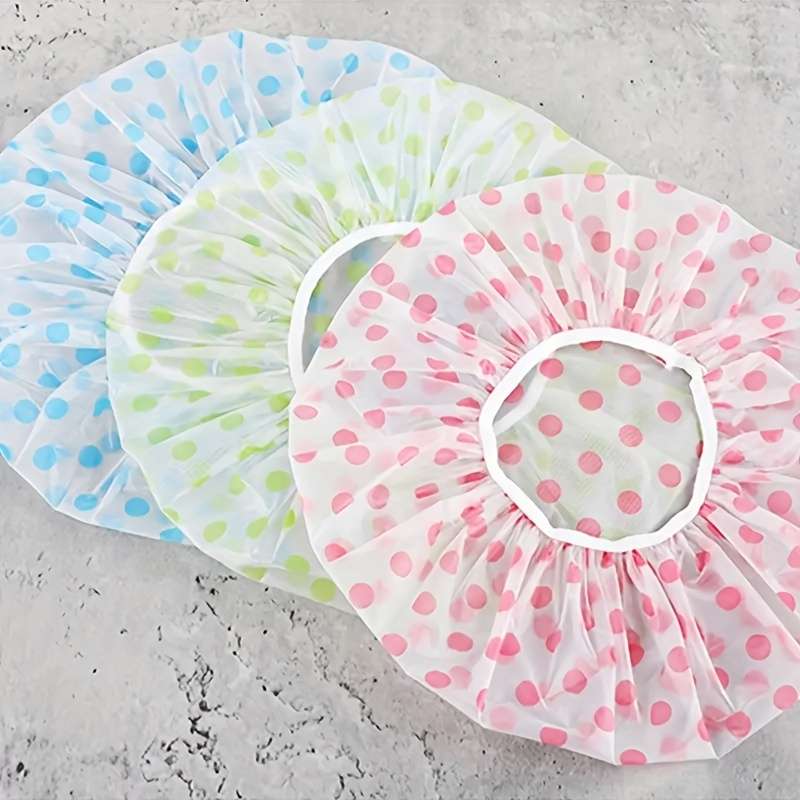 3pcs Adorable Polka Dot Printed Shower Caps