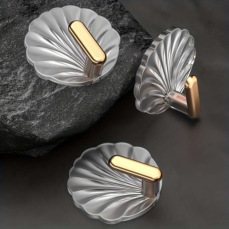 4pcs Elegant Shell-Shaped Adhesive Wall Hooks