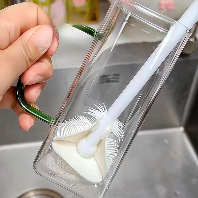 360-Degree Foldable Silicone Cup Brush with Long Handle