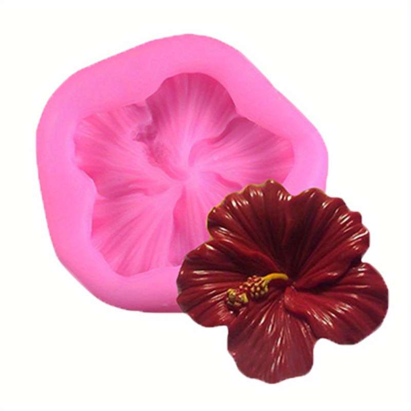 1pc Pink Hibiscus Flower-Shaped Silicone Mold