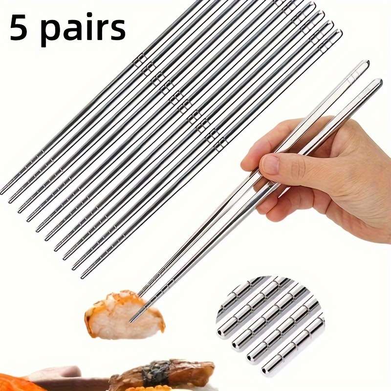 5 Pairs Stainless Steel Chopsticks