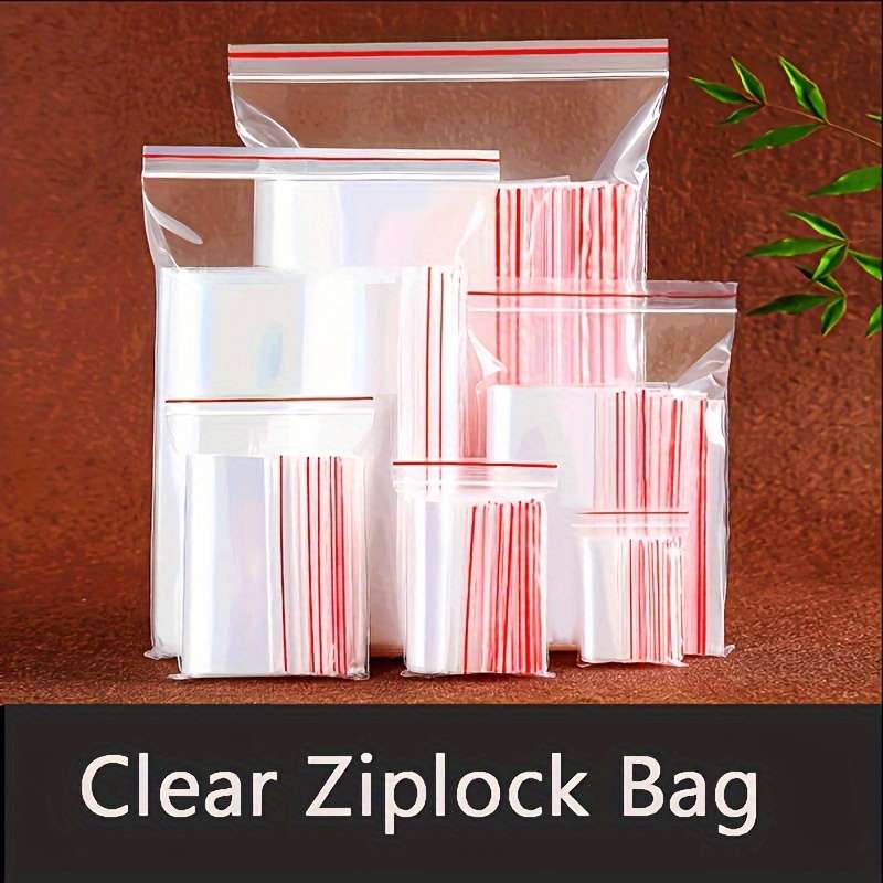 250pcs Reusable Clear Plastic Zipper Bags