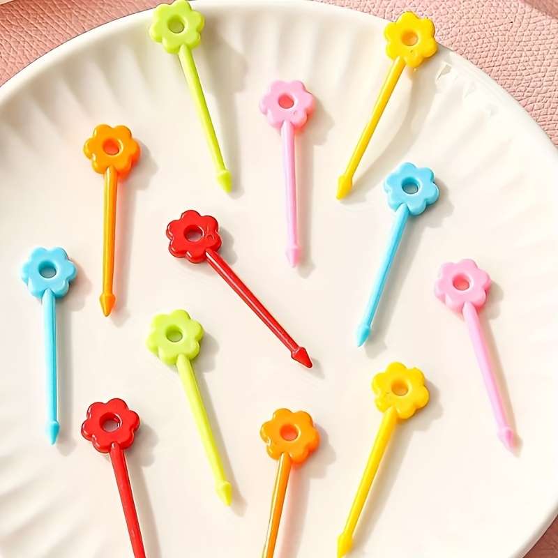 12pcs Vibrant Flower Fruit Picks