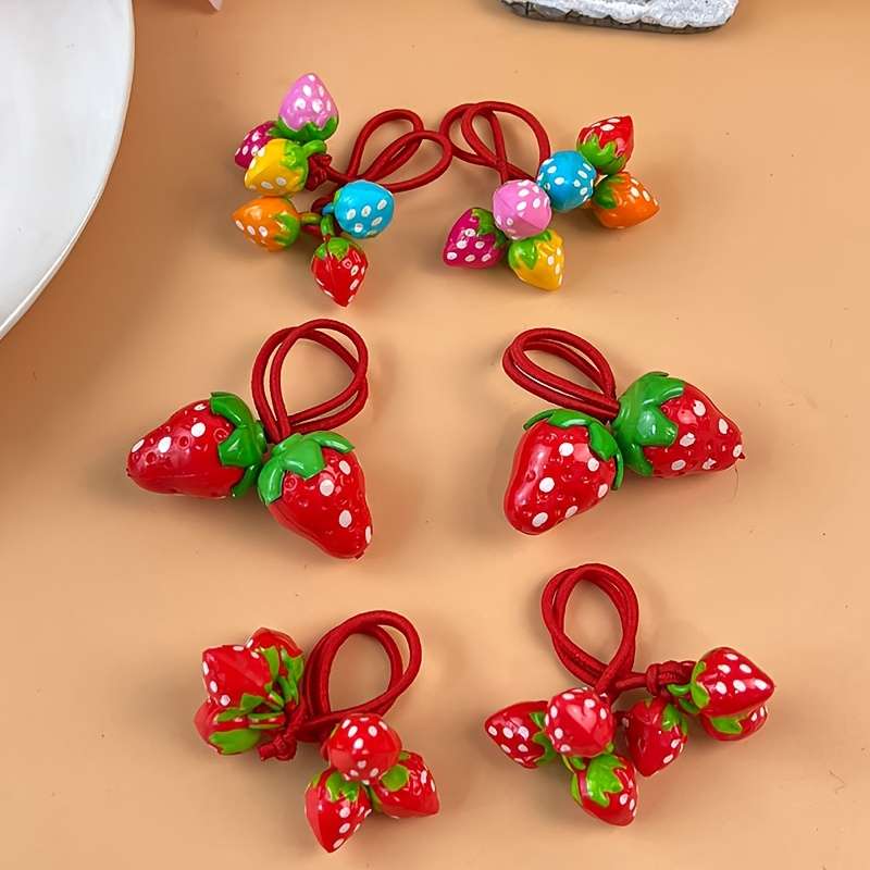 Cute Strawberry Hair Ties for Girls