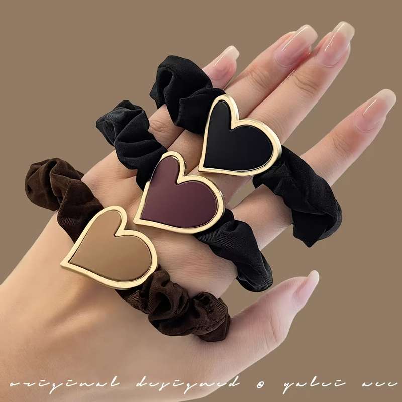 Elastic Hair Bands with Heart Charms