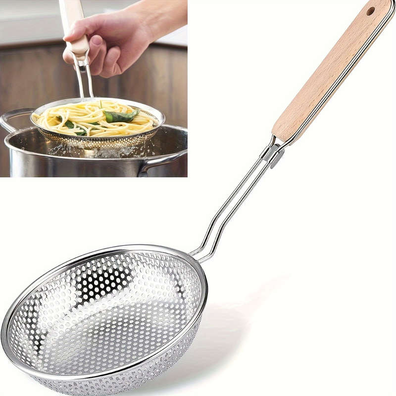 Premium Stainless Steel Colander with Wooden Handle