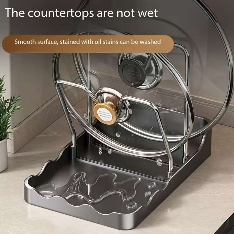 1pc Luxury Kitchen Pot Lid Holder with Drainboard