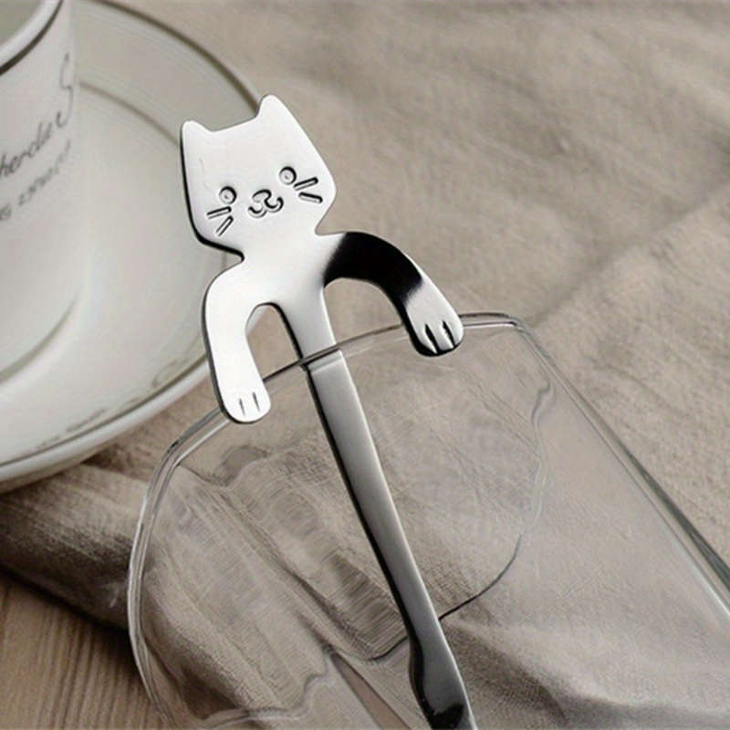 3pcs Set of Adorable Cat-Shaped Stainless Steel Coffee Spoons