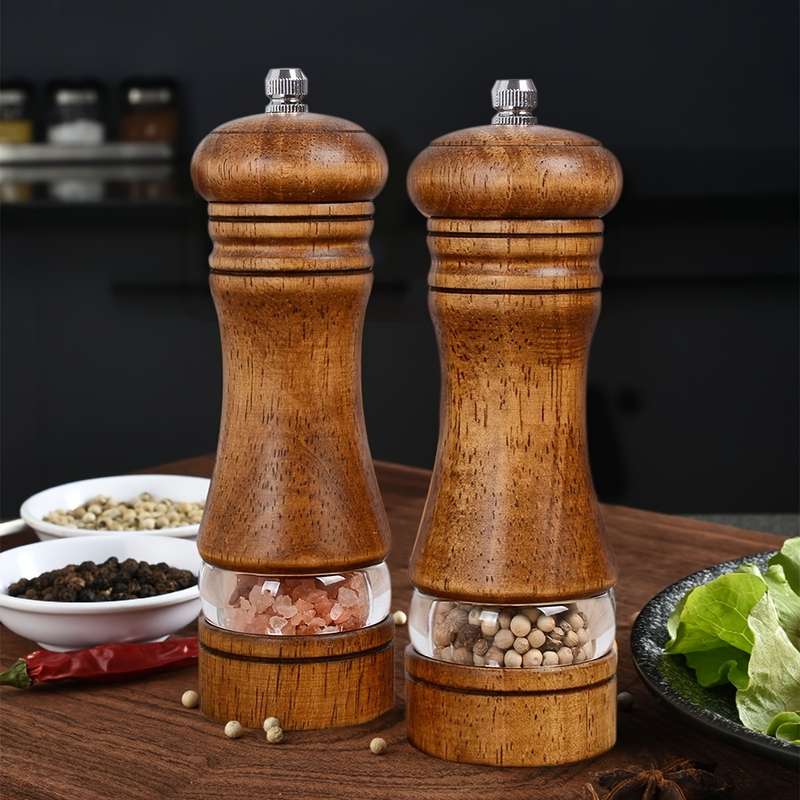 2-Pack Wooden Pepper Grinder Set