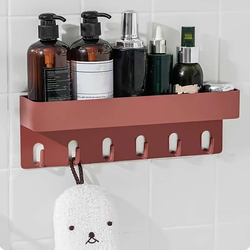1pc Contemporary White Plastic Wall-Mounted Storage Shelf