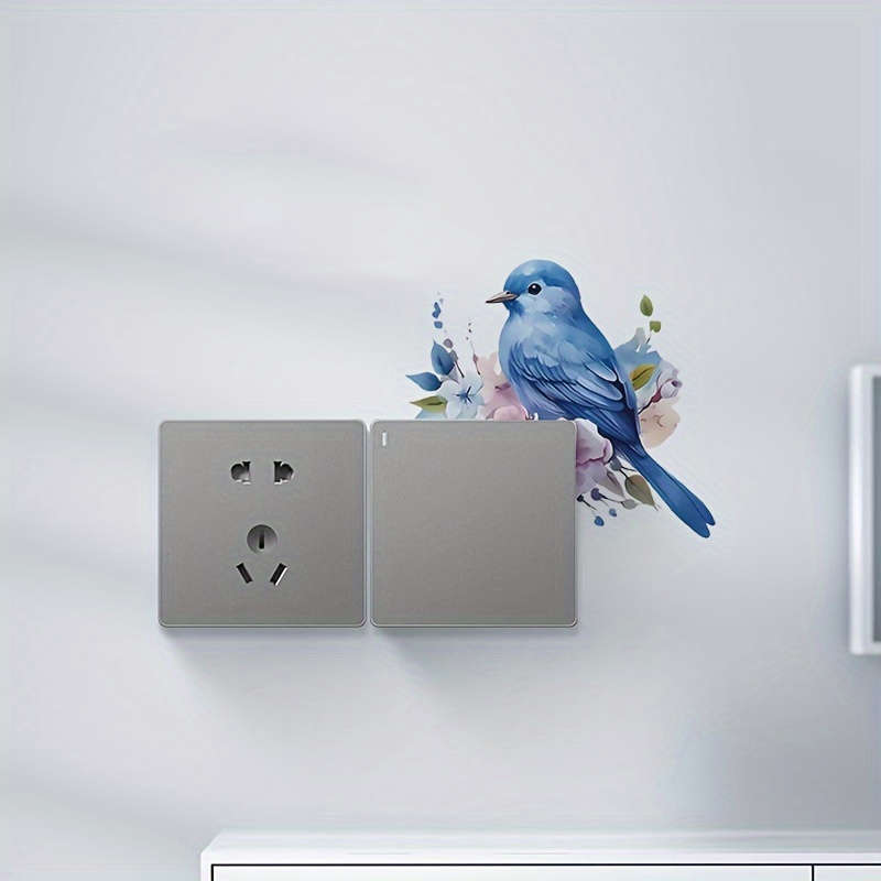 Lucky blue bird plant flower decoration switch sticker